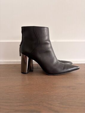 Zara Woman Ankle Boots, Metallic Cylinder Heel, Size 37